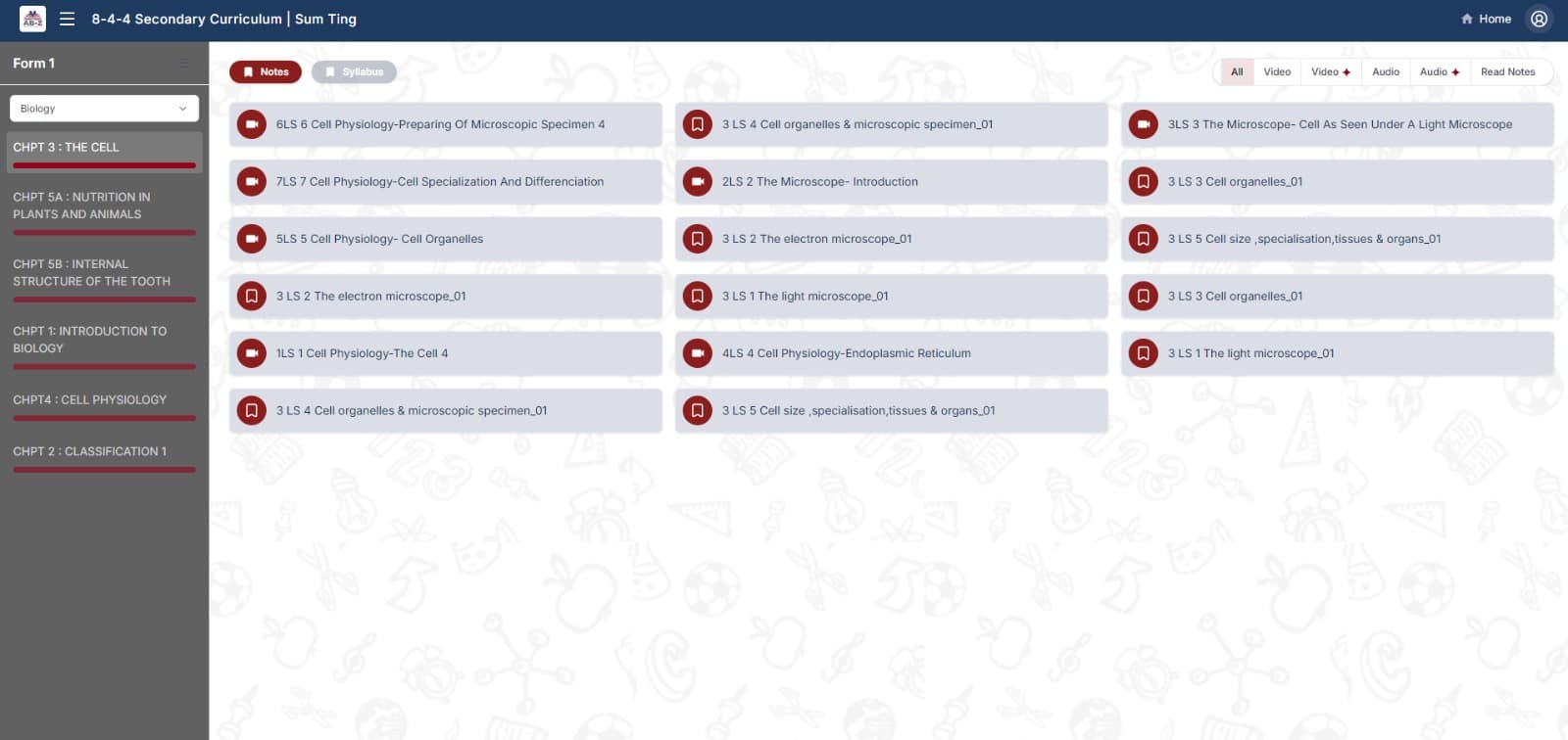 Lesson listing