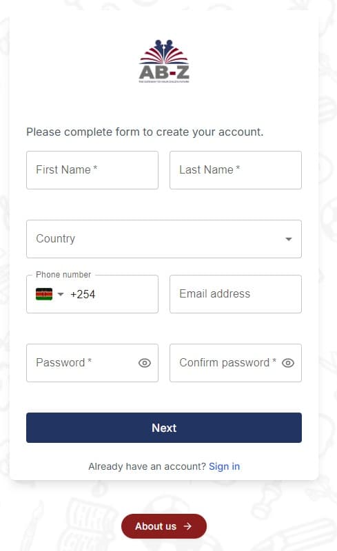 Registration form
